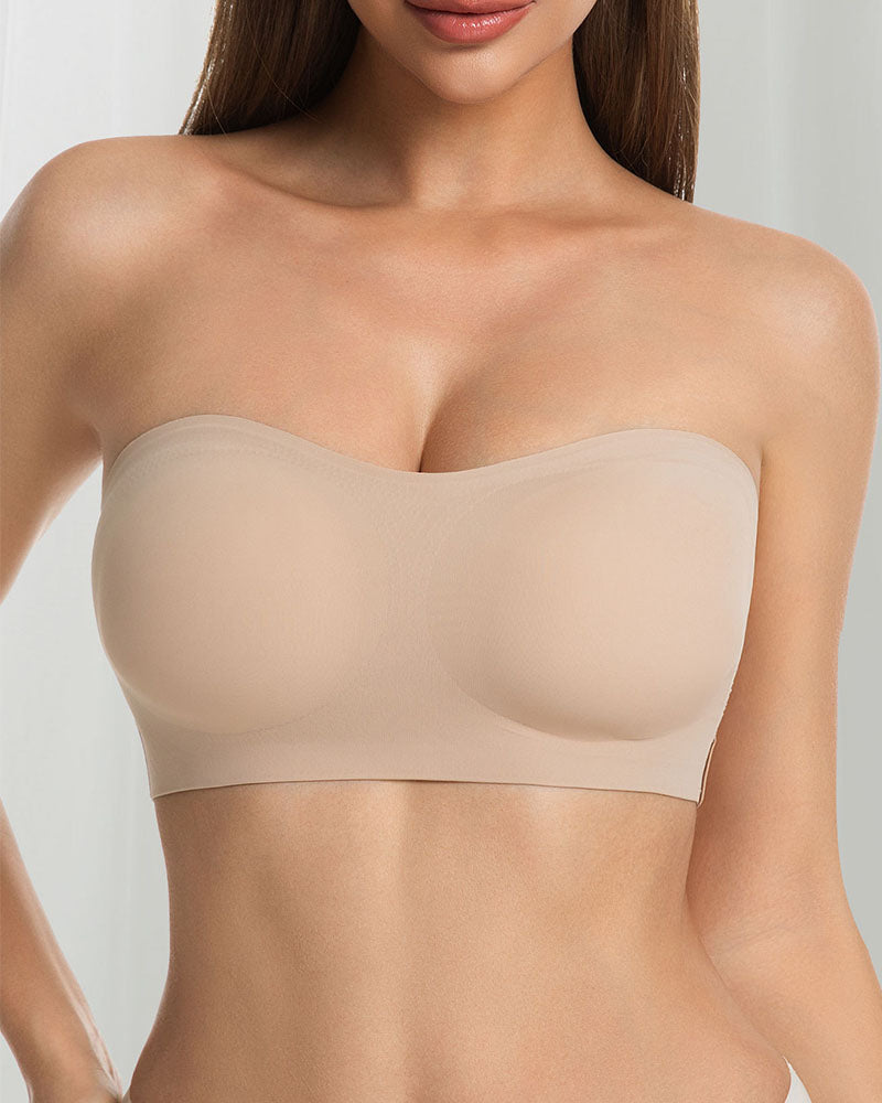 Reggiseno senza spalline con incrocio laterale ad anelli