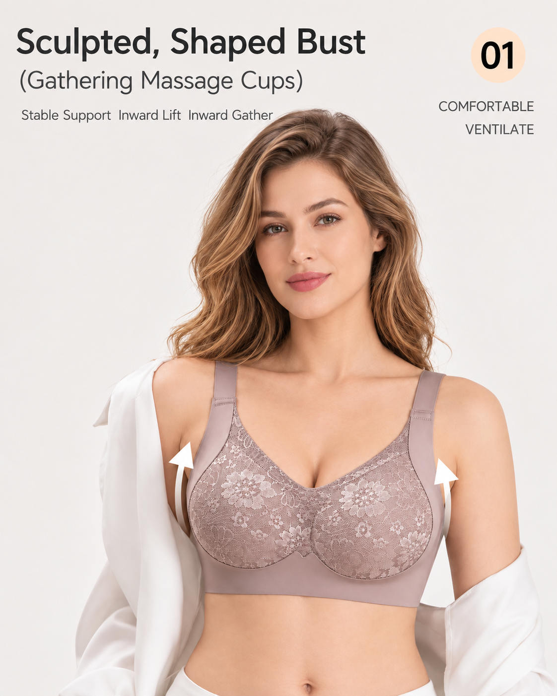 Pack de 2 sujetadores push-up de encaje sin costuras y transpirables