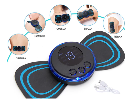 🔥 ¡COMPRA 1, LLÉVATE 1 GRATIS! 🔥Masajeador Portátil con 8 Modos y Pantalla LCD - Mini Estimulador Muscular para el Alivio del Dolor