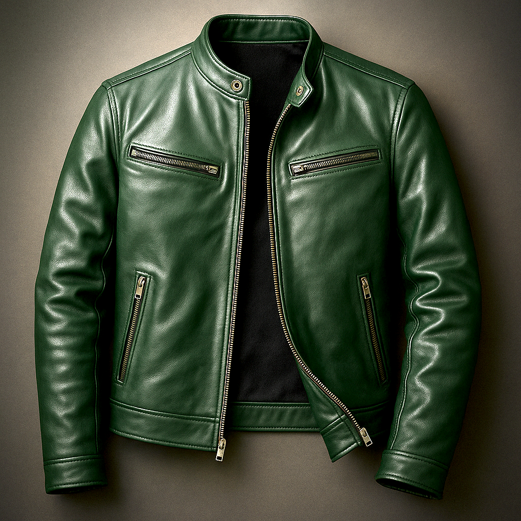 Chaqueta vintage de piel con cremallera