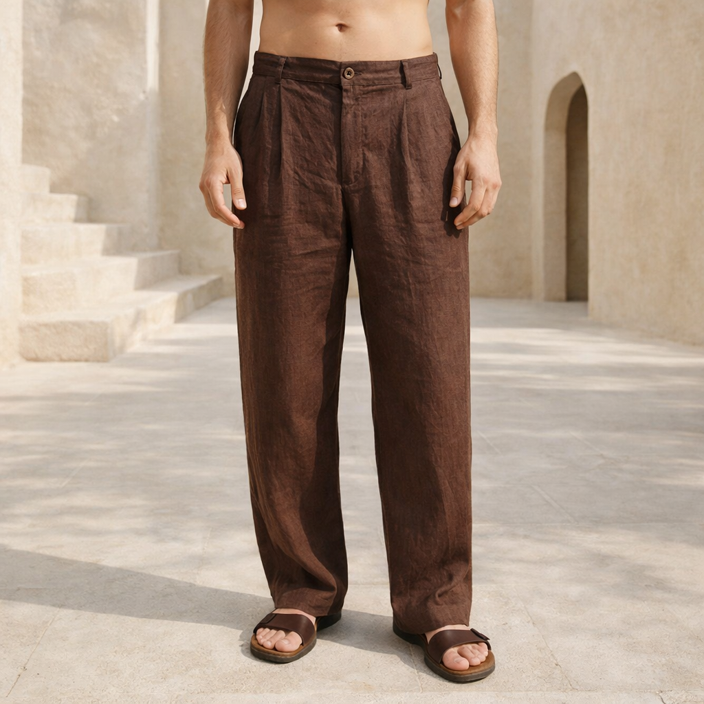 Pantalon large en lin