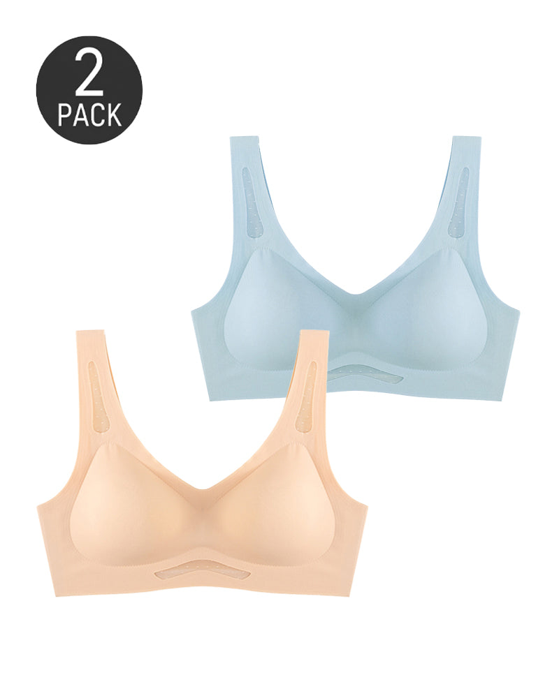 Lot de 2 brassières débardeur sans coutures en maille respirante à col V profond et découpes