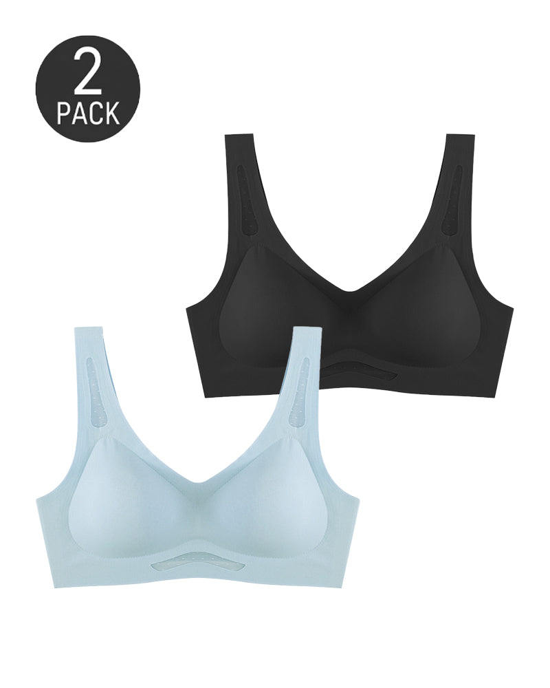 Lot de 2 brassières débardeur sans coutures en maille respirante à col V profond et découpes