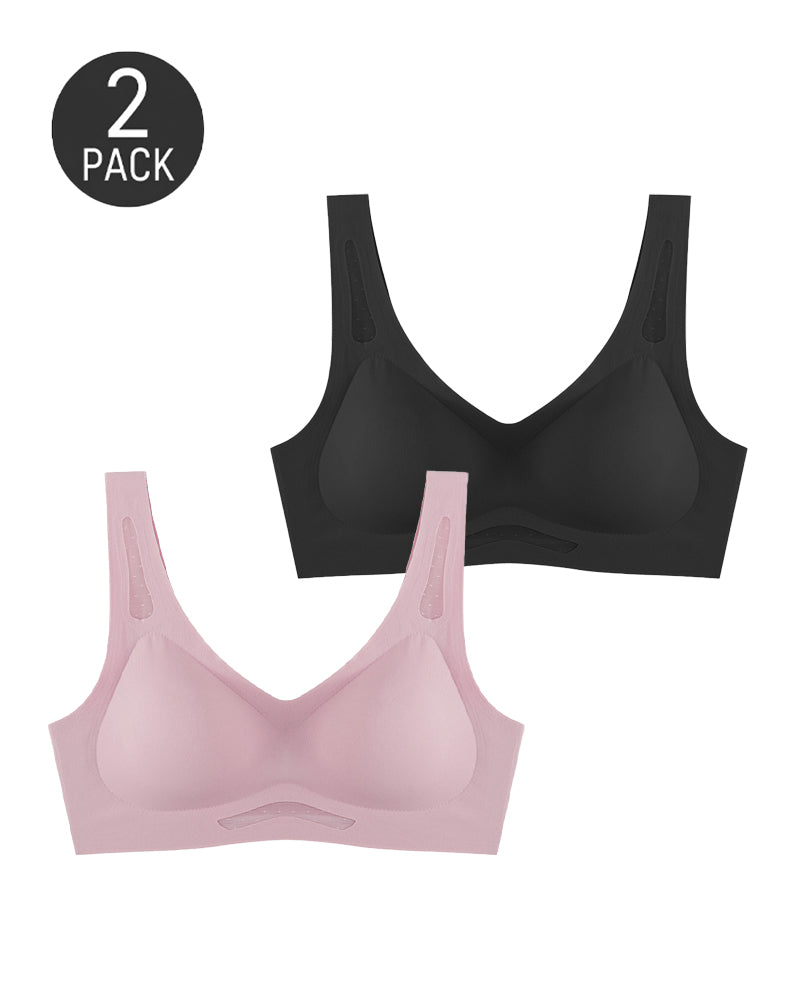 Lot de 2 brassières débardeur sans coutures en maille respirante à col V profond et découpes