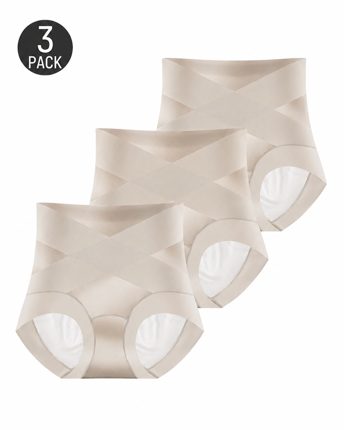 Set di 3 slip a vita alta in tulle con compressione incrociata