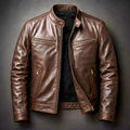 Chaqueta vintage de cuero con cremallera
