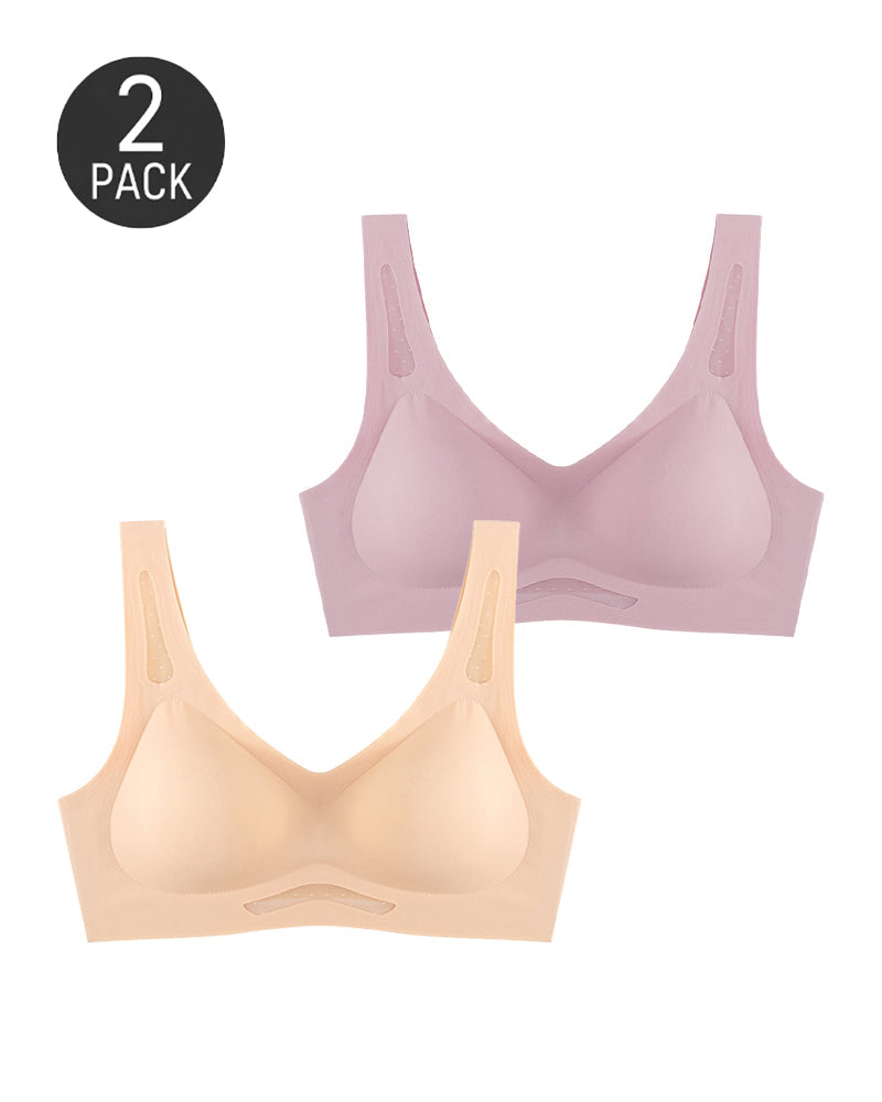 Lot de 2 brassières débardeur sans coutures en maille respirante à col V profond et découpes