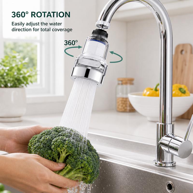 1 unitat, filtre aerador giratori de 360° per a grif, filtració de 6 capes, 3 modes d'aigua, sense espolgues 💧