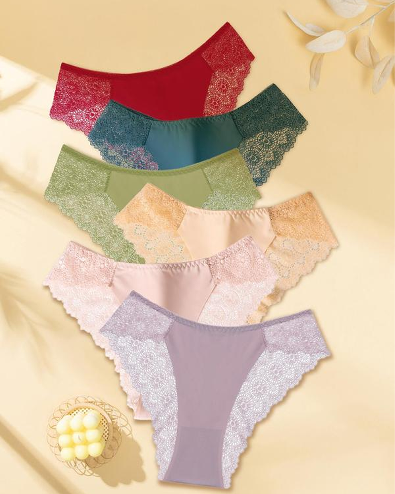 Llot de 6 calzones sexy de renda transpirable