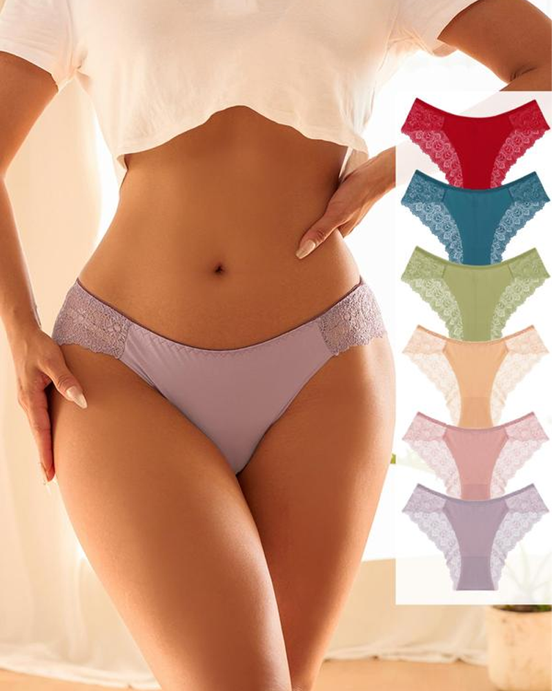 Lote de 6 bragas sexis de encaje transpirable