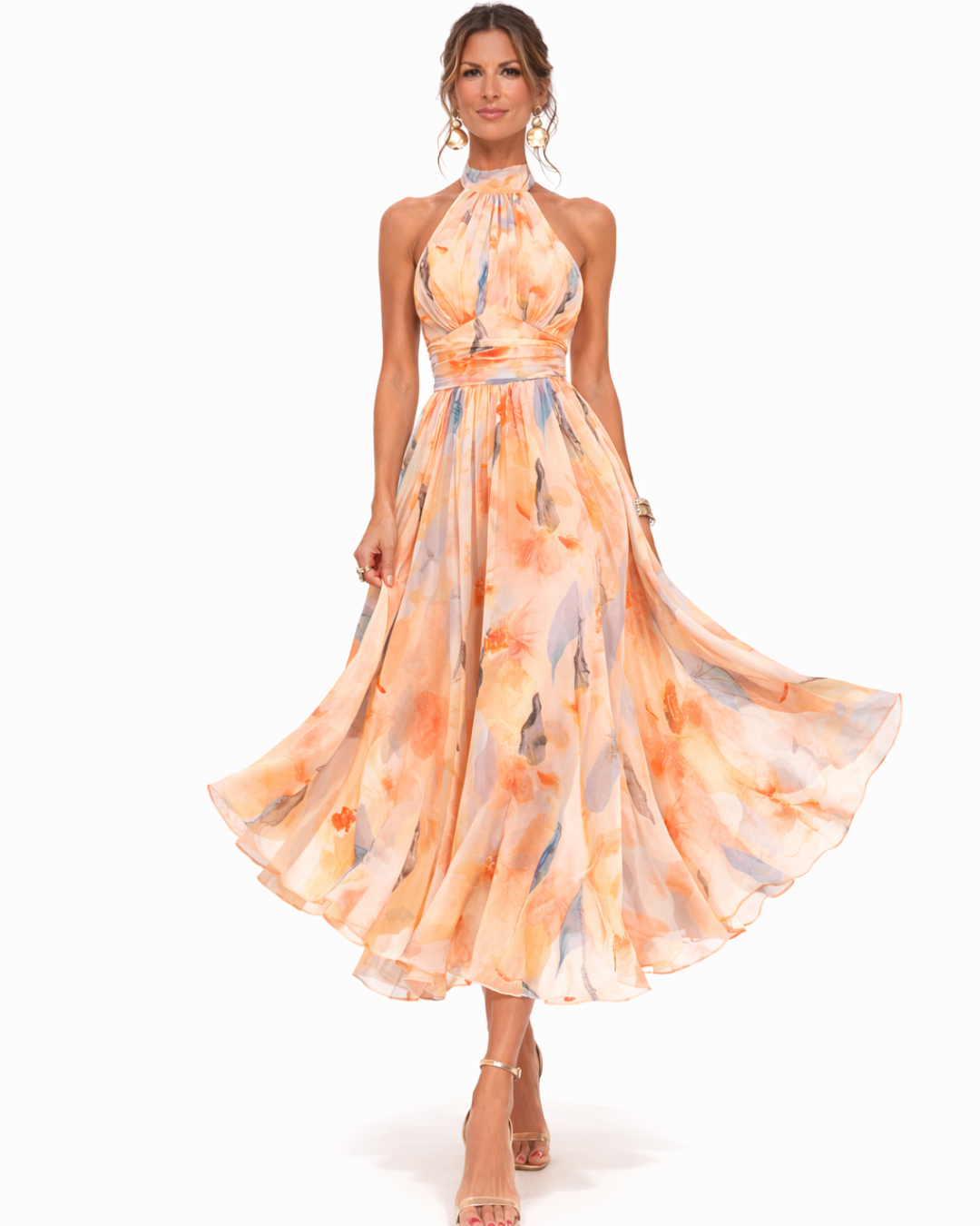 Robe dos nu à imprimé aquarelle