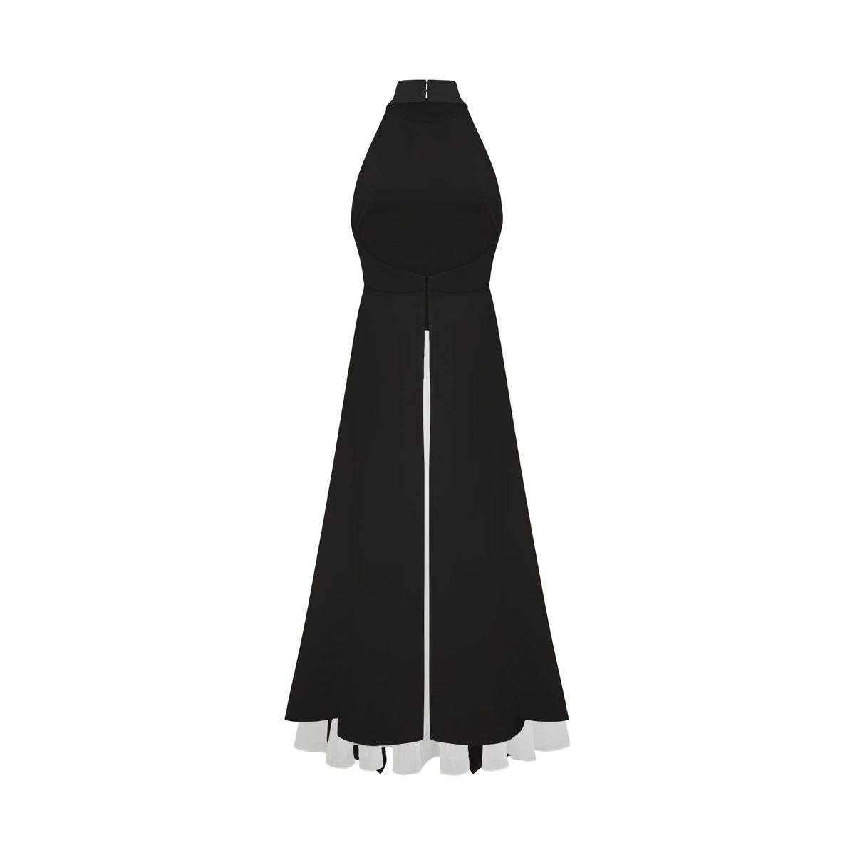 Vestido largo con cuello halter y capas