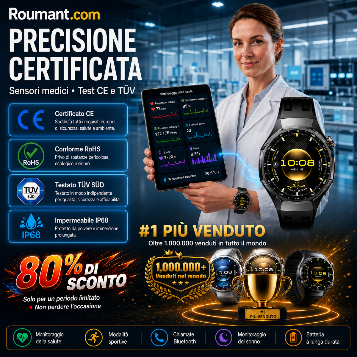 Reloj inteligente GT6 Pro con llamadas Bluetooth