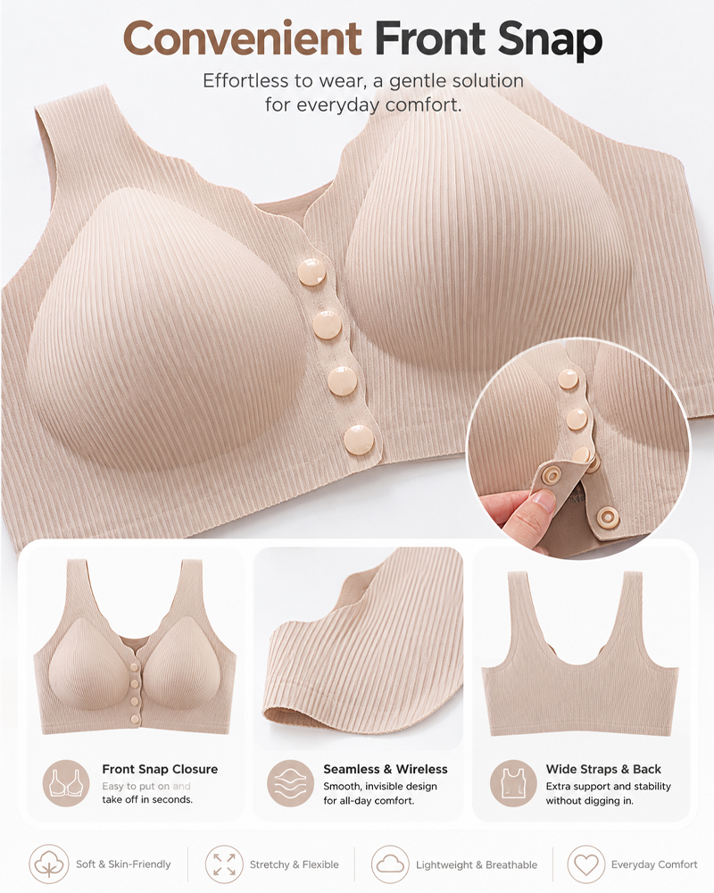 Reggiseno comodo senza cuciture e senza ferretto con chiusura frontale