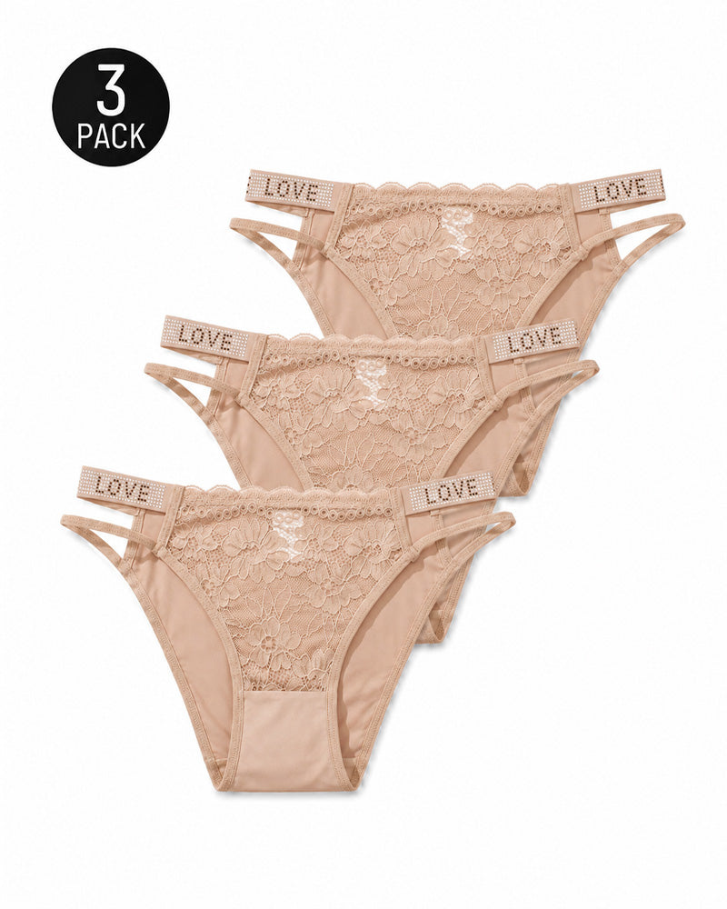 Lot de strings sexy transparents en dentelle avec strass