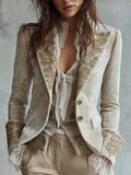 Blazer de tailleur ivoire brodé