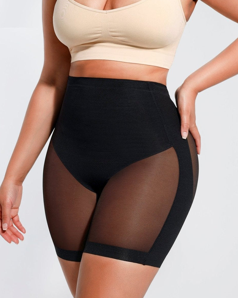 Pantalons curts de xarxa ajustats per a dona, amb cintura baixa, que aplanen l'abdomen i modelen les cames, l'esquena i els gluts