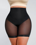 Pantalons curts de xarxa ajustats per a dona, amb cintura baixa, que aplanen l'abdomen i modelen les cames, l'esquena i els gluts