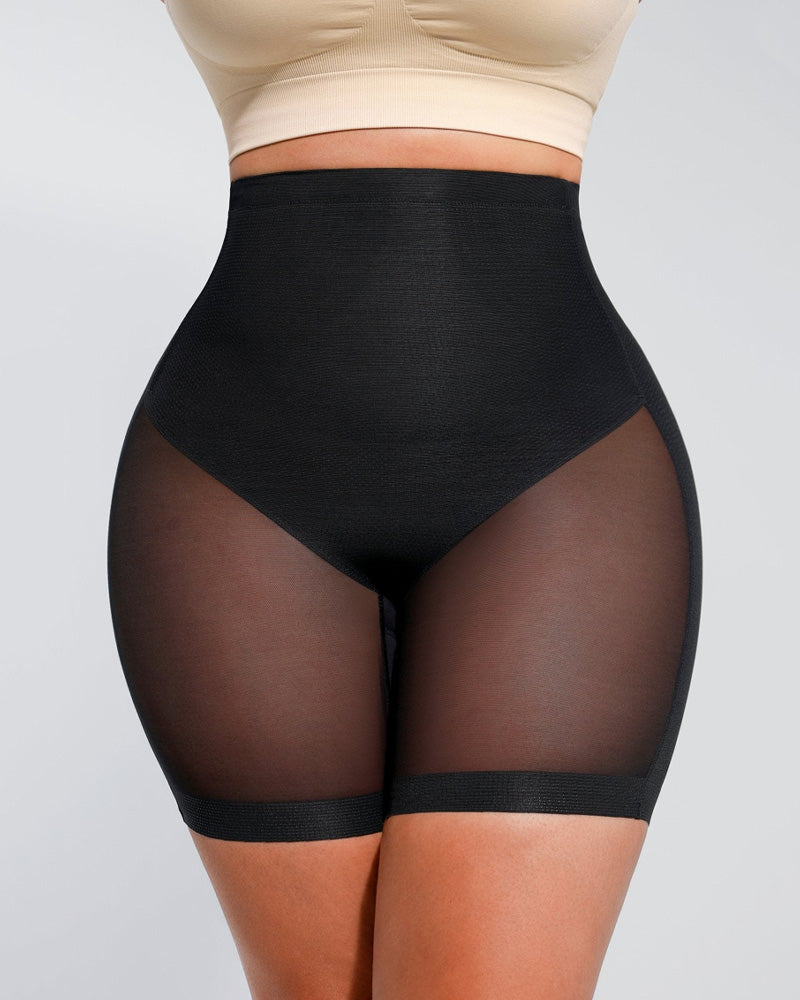 Pantalons curts de xarxa ajustats per a dona, amb cintura baixa, que aplanen l'abdomen i modelen les cames, l'esquena i els gluts