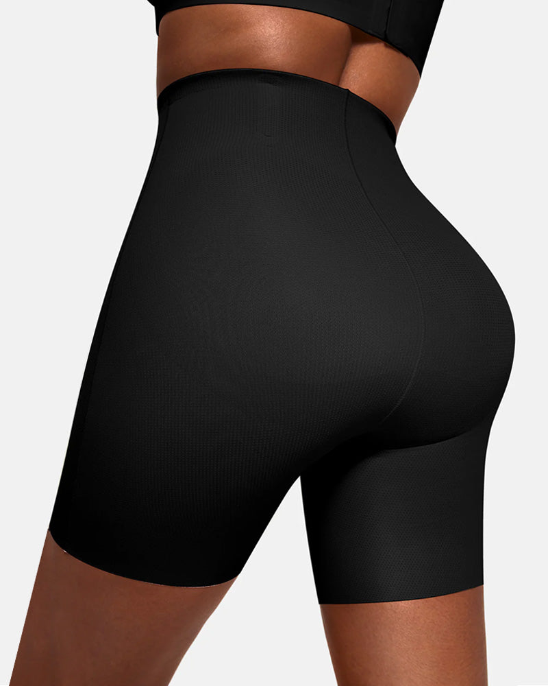 Pantalones cortos moldeadores transpirables sin costuras para mujer, de cintura alta, que reducen el abdomen y realzan los glúteos