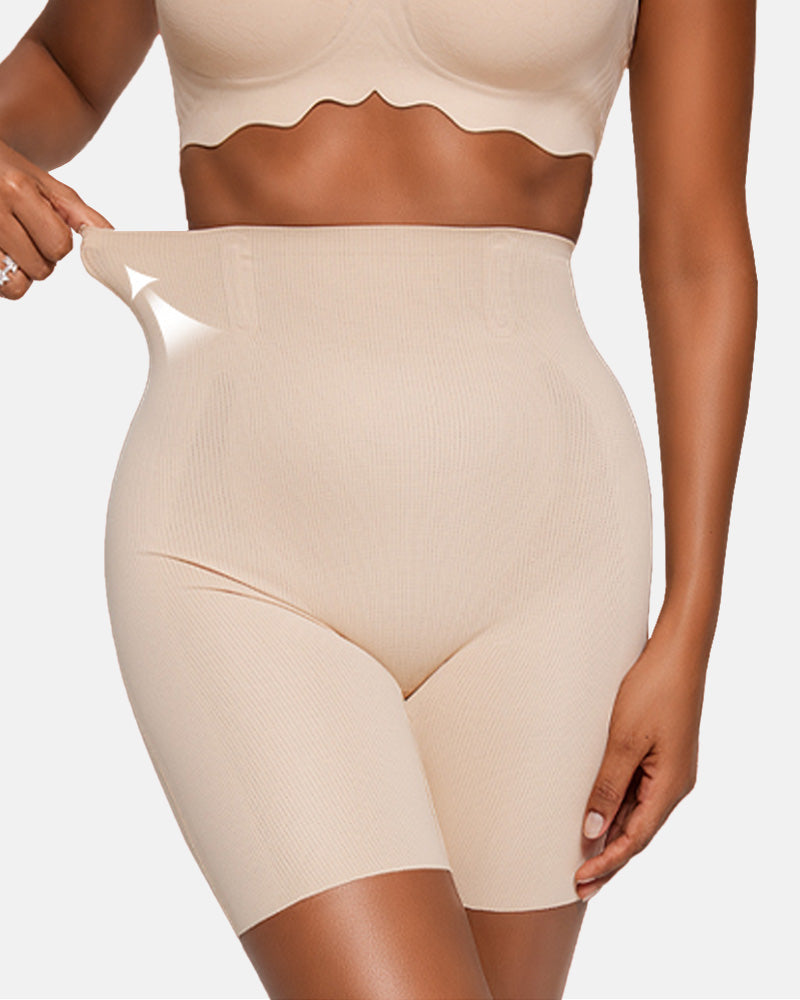 Pantalones cortos moldeadores transpirables sin costuras para mujer, de cintura alta, que reducen el abdomen y realzan los glúteos