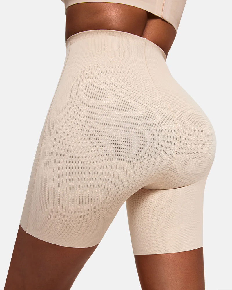 Pantalones cortos moldeadores transpirables sin costuras para mujer, de cintura alta, que reducen el abdomen y realzan los glúteos
