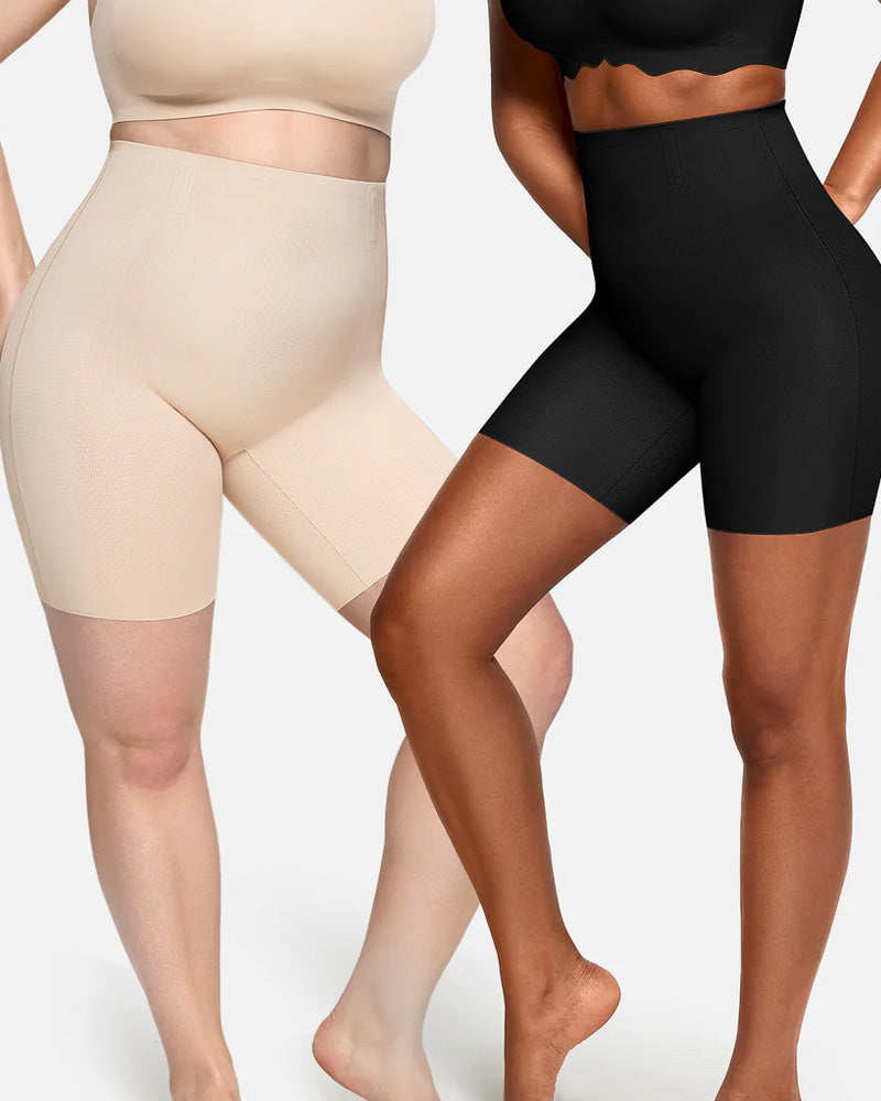 Pantalones cortos moldeadores transpirables sin costuras para mujer, de cintura alta, que reducen el abdomen y realzan los glúteos