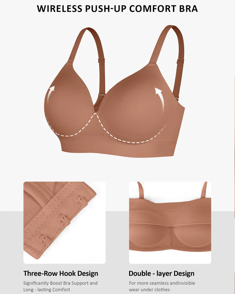 Sujetador push-up cubriente liso sin aros y sin costuras