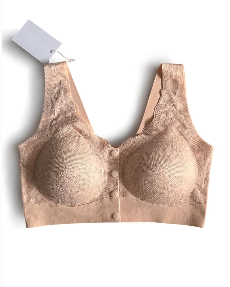 Sømløs push-up-bh i blonde med knapper foran