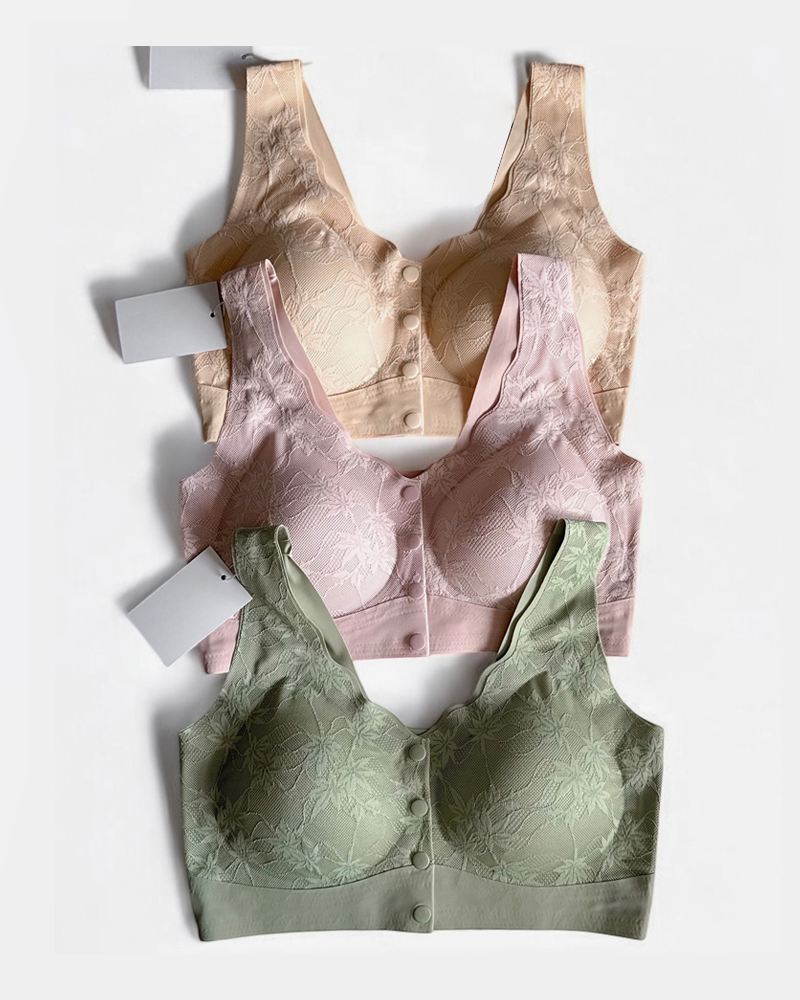 Sømløs push-up-bh i blonde med knapper foran