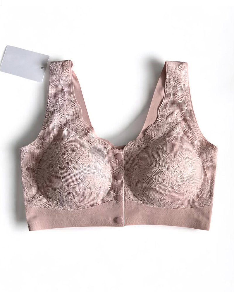 Sømløs push-up-bh i blonde med knapper foran