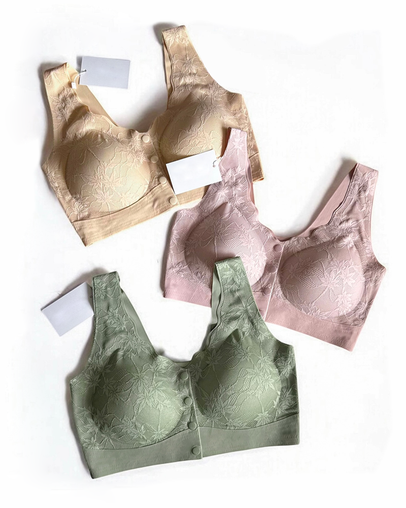 Sømløs push-up-bh i blonde med knapper foran