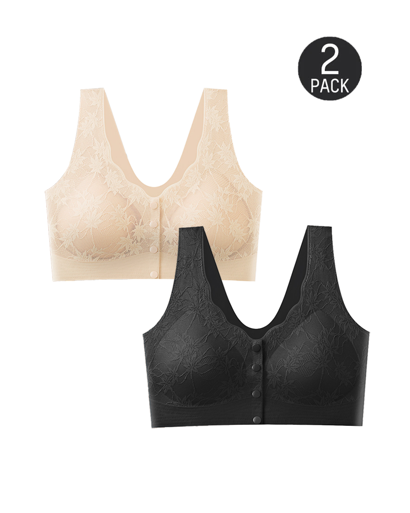 Sømløs push-up-bh i blonde med knapper foran
