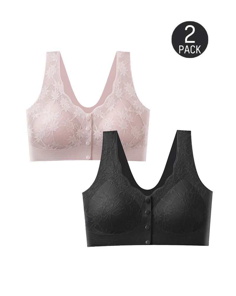 Sømløs push-up-bh i blonde med knapper foran