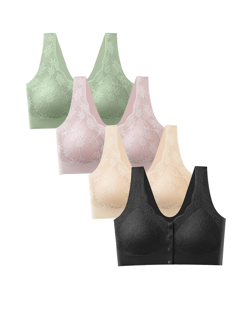 Sømløs push-up-bh i blonde med knapper foran