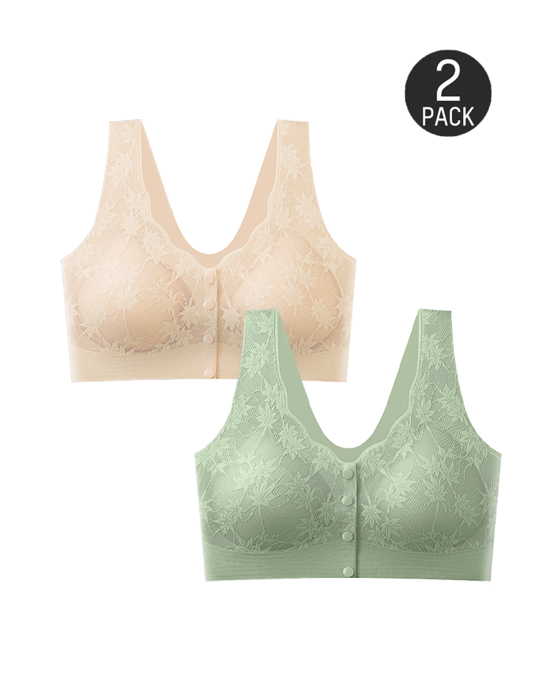 Sømløs push-up-bh i blonde med knapper foran
