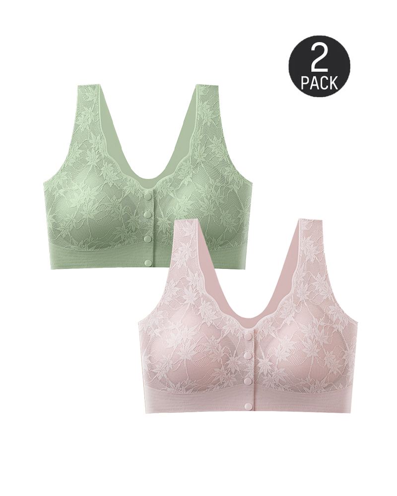Sømløs push-up-bh i blonde med knapper foran