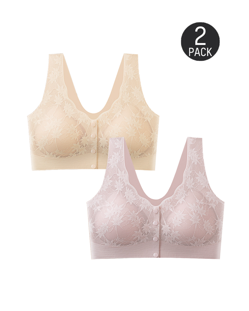 Sømløs push-up-bh i blonde med knapper foran