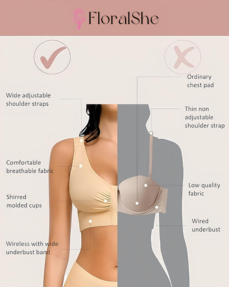 Reggiseno a compressione post-operatorio senza ferretto con chiusura frontale
