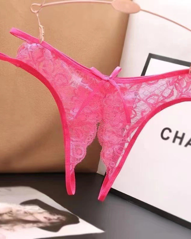 String sexy ouvert en dentelle ajourée, taille basse