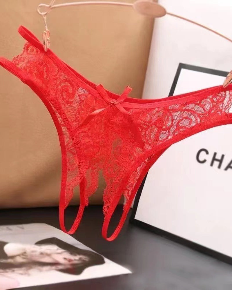 String sexy ouvert en dentelle ajourée, taille basse