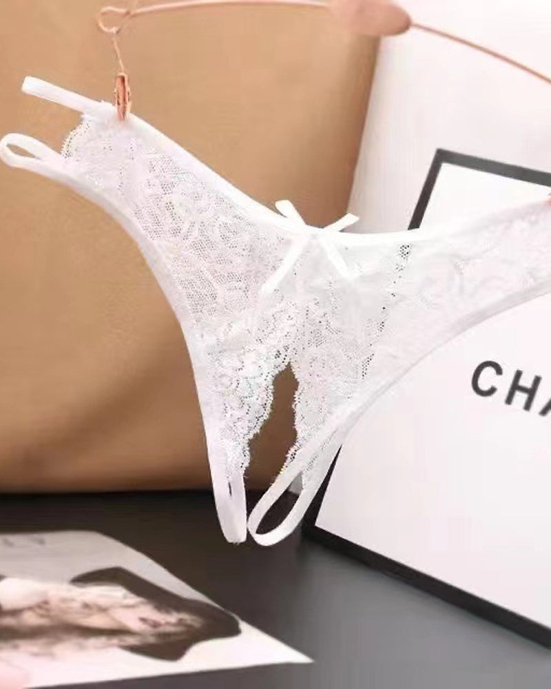 String sexy ouvert en dentelle ajourée, taille basse