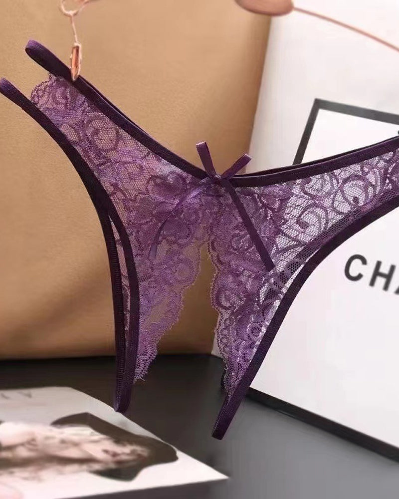 String sexy ouvert en dentelle ajourée, taille basse