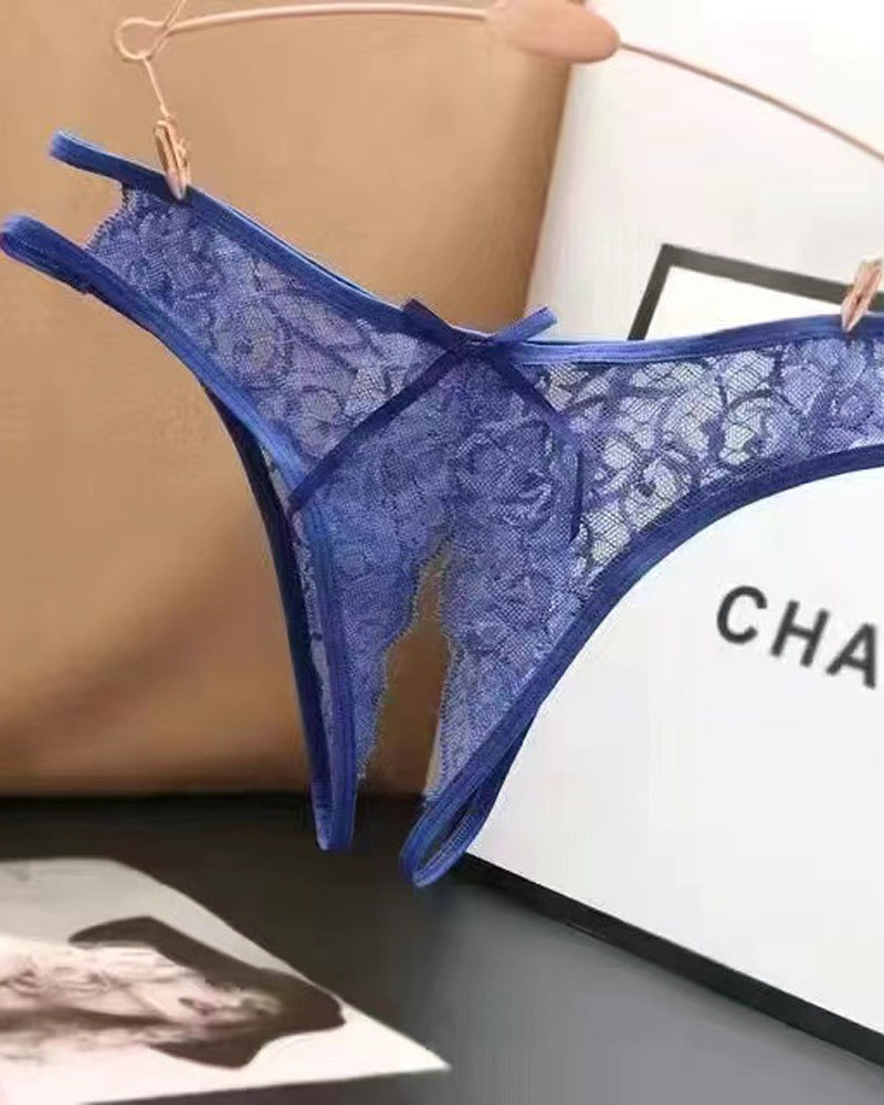 String sexy ouvert en dentelle ajourée, taille basse