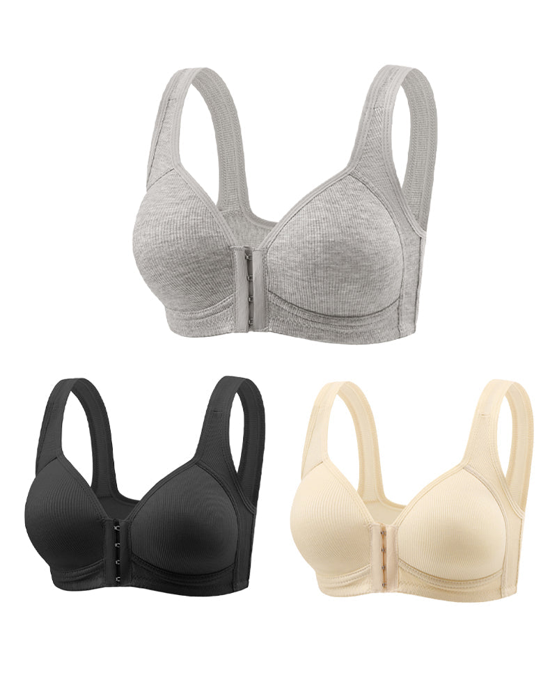 Set di 3 reggiseni push-up senza ferretto con chiusura frontale