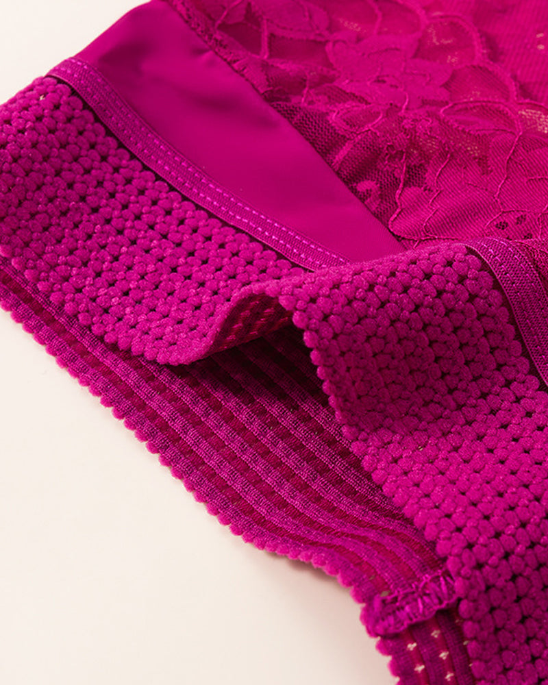 Culot sexy de rendes florals i tul transparent