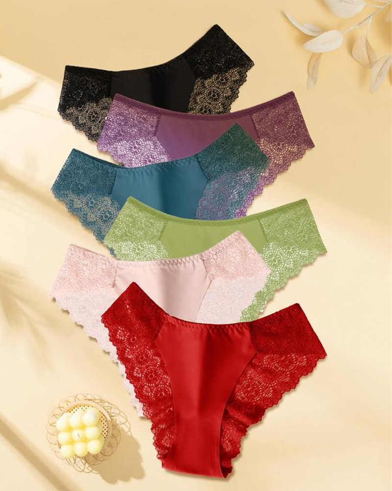 Llot de 6 calzones sexy de renda transpirable