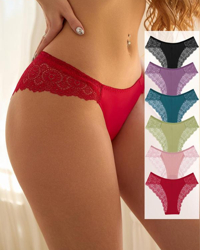 Lote de 6 bragas sexis de encaje transpirable