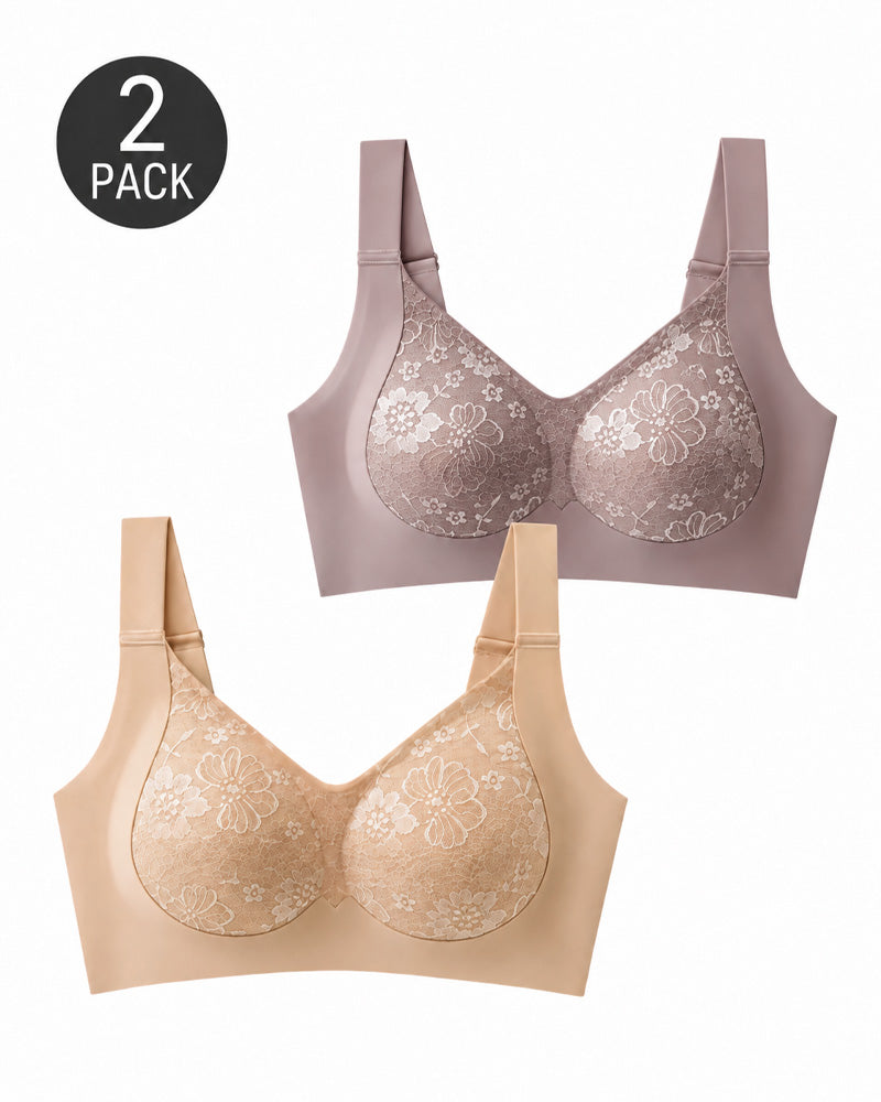 Pack de 2 sujetadores push-up de encaje sin costuras y transpirables
