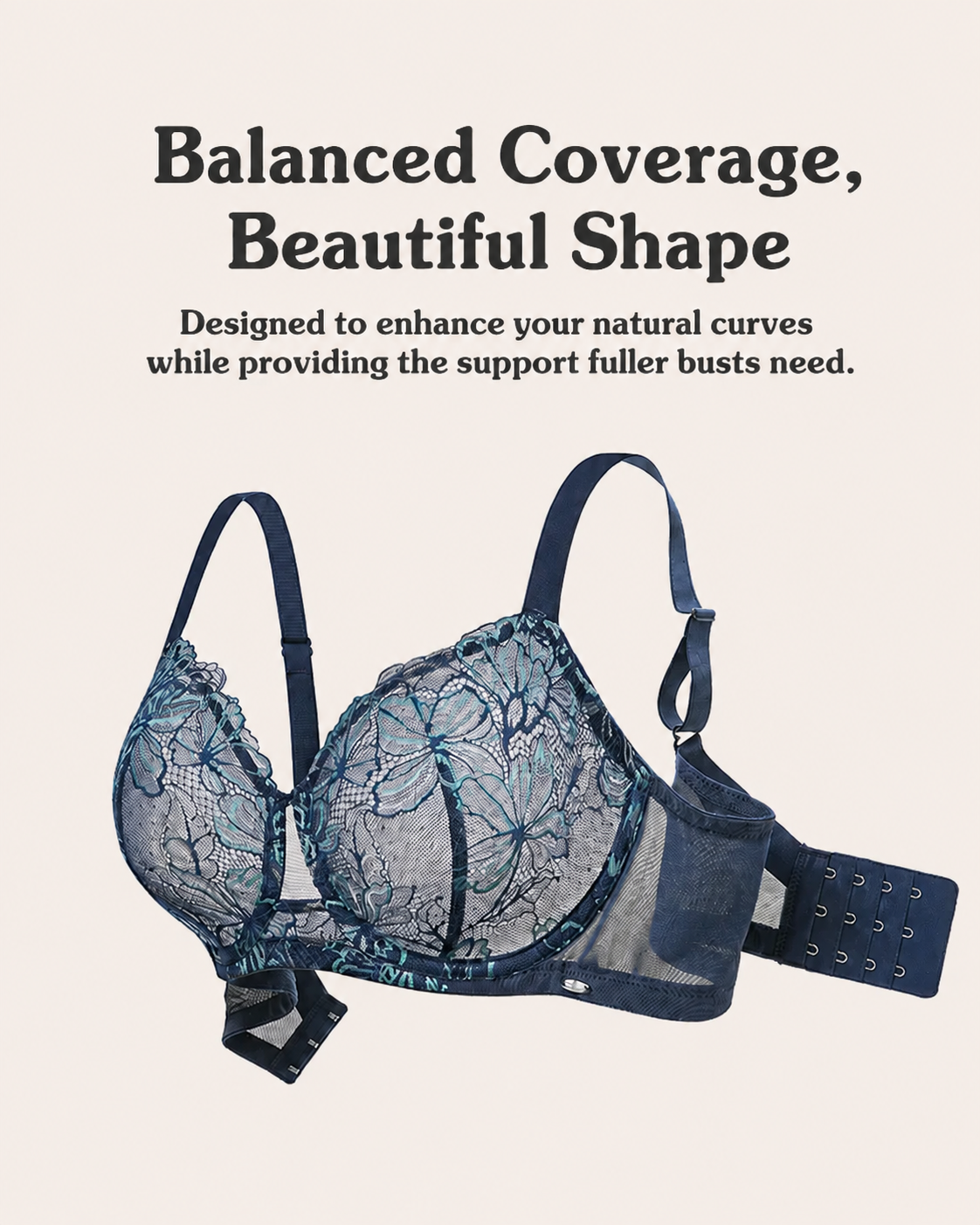 Sujetador push-up sin forro de encaje floral talla grande
